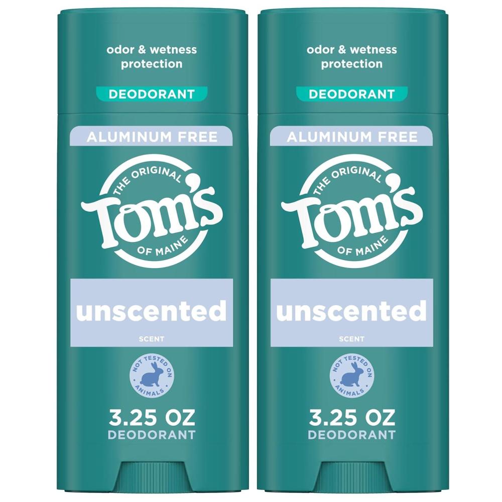 image:imageToms of Maine Unscented Aluminum Free Natural Deodorant For Women amp Men Goes on Clear Odor amp Wetness Protection Naturally Derived and MoistureLocking Ingredients 325 oz 2 Pack