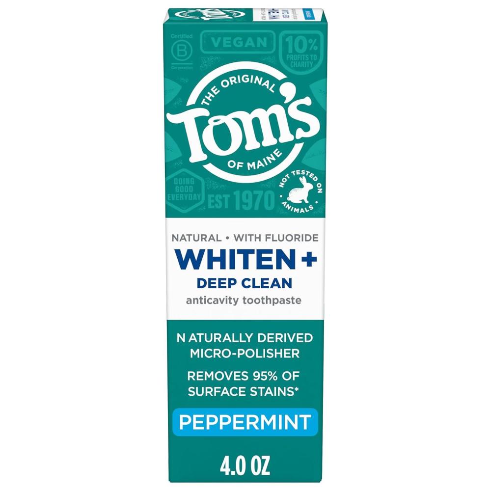 image:imageToms of Maine Whiten Plus Deep Clean Whitening Toothpaste Natural Whitening Toothpaste with PlantBased Cleansers Enamel Safe Formula Whitens Without Causing Sensitivity Spearmint 40 OzPeppermint