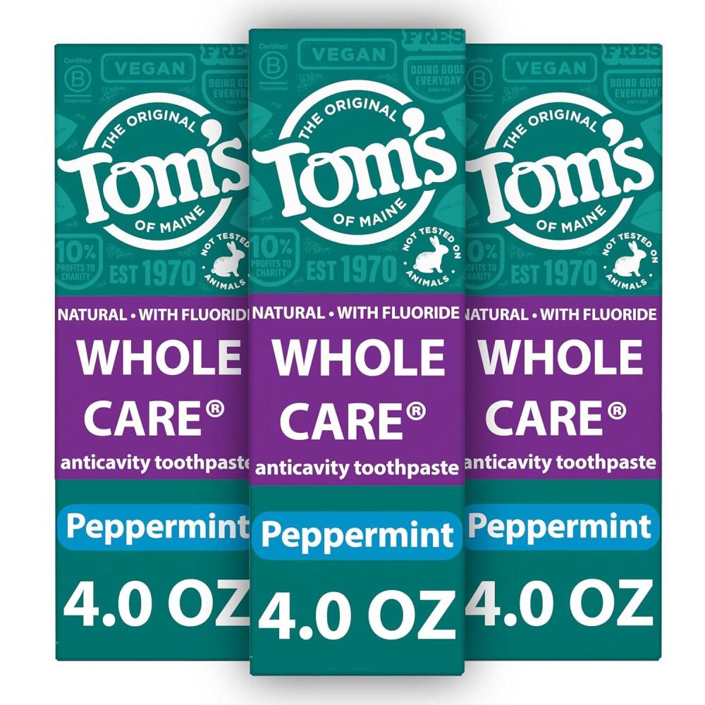 image:imageToms of Maine Whole Care Natural Toothpaste with Fluoride Peppermint 4 oz 3Pack Packaging May VaryPeppermint