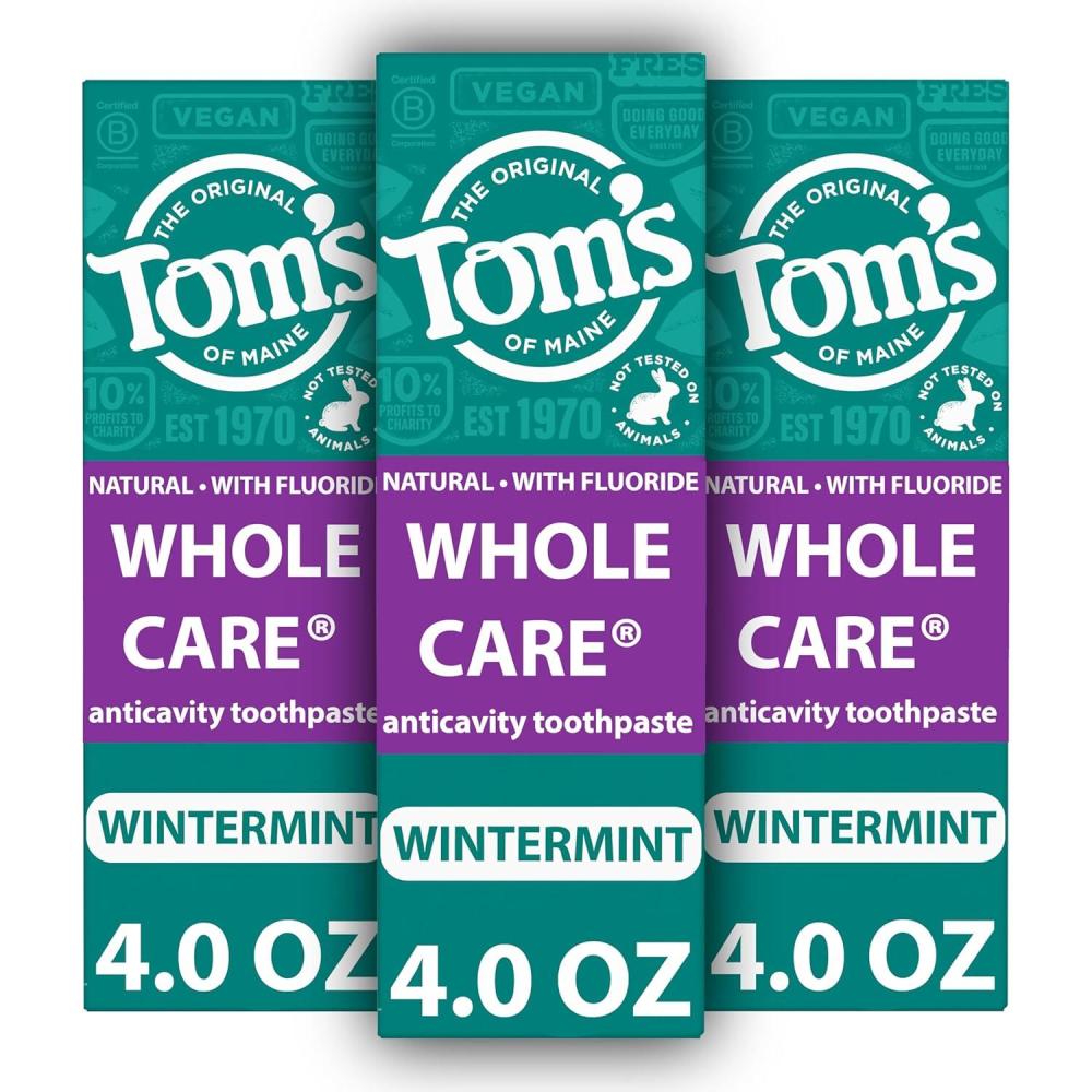 image:imageToms of Maine Whole Care Natural Toothpaste with Fluoride Peppermint 4 oz 3Pack Packaging May VaryWintermint