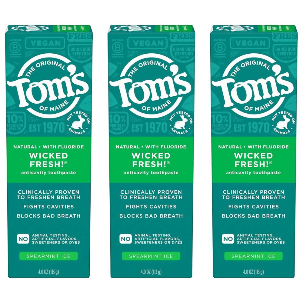 image:imageToms of Maine Wicked Fresh Natural Anticavity Toothpaste with Fluoride 3 Pack 40ozSpearmint
