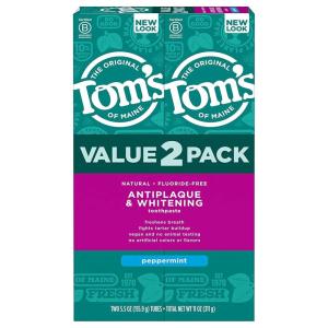Tom’s of Maine Antiplaque and Whitening Toothpaste, Fluoride Free, Fennel, 3 Pack, 4.5 Oz(Peppermint)