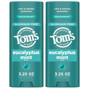 Tom’s of Maine Cucumber Aloe Aluminum Free Natural Deodorant For Women & Men | Goes on Clear | Odor & Wetness Protection | Naturally Derived and Moisture-Locking Ingredients | 3.25 oz (2 Pack)(Eucalyptus Mint)