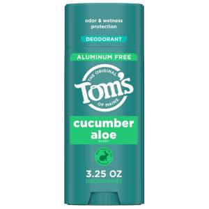 Tom’s of Maine Cucumber Aloe Aluminum Free Natural Deodorant For Women & Men | Goes on Clear | Odor & Wetness Protection | Naturally Derived and Moisture-Locking Ingredients | 3.25 oz(Cucumber Aloe)
