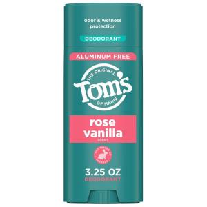 Tom’s of Maine Cucumber Aloe Aluminum Free Natural Deodorant For Women & Men | Goes on Clear | Odor & Wetness Protection | Naturally Derived and Moisture-Locking Ingredients | 3.25 oz(Rose Vanilla)