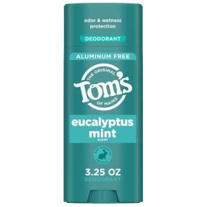 Tom’s of Maine Cucumber Aloe Aluminum Free Natural Deodorant For Women & Men | Goes on Clear | Odor & Wetness Protection | Naturally Derived and Moisture-Locking Ingredients | 3.25 oz(Eucalyptus Mint)