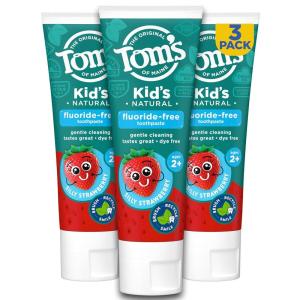 Tom’s of Maine Kids Natural Toothpaste with Fluoride for Ages 2+, ADA Approved, Outrageous Orange Mango, 5.1 ounces (3 Pack)(Fluoride Free Silly Strawberry)