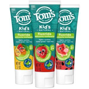 Tom’s of Maine Kids Natural Toothpaste with Fluoride for Ages 2+, ADA Approved, Outrageous Orange Mango, 5.1 ounces (3 Pack)(Variety Pack)