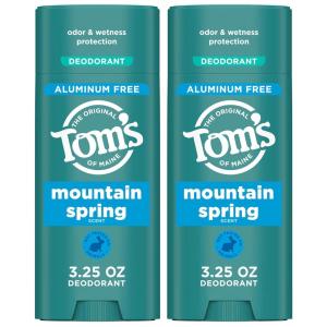 Tom’s of Maine Mountain Spring Natural Deodorant for Men and Women, Aluminum Free, 3.25 oz, 2-Pack(Mountain Spring)