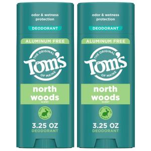 Tom’s of Maine Mountain Spring Natural Deodorant for Men and Women, Aluminum Free, 3.25 oz, 2-Pack(North Woods)