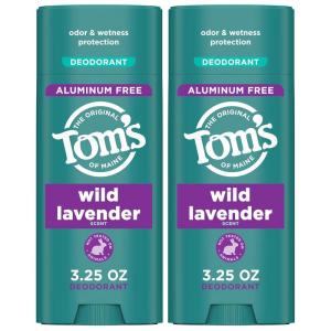 Tom’s of Maine Mountain Spring Natural Deodorant for Men and Women, Aluminum Free, 3.25 oz, 2-Pack(Wild Lavender)