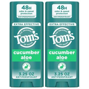 Tom’s of Maine North Woods Antiperspirant Deodorant for Men and Women, 48 HR Odor & Sweat Protection, Patchouli and Lavender Scent, 3.25 oz, 2-Pack(Cucumber Aloe AP)