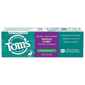 Tom’s of Maine Whole Care Natural Toothpaste with Fluoride, Peppermint, 4 oz. 3-Pack (Packaging May Vary)(Spearmint)