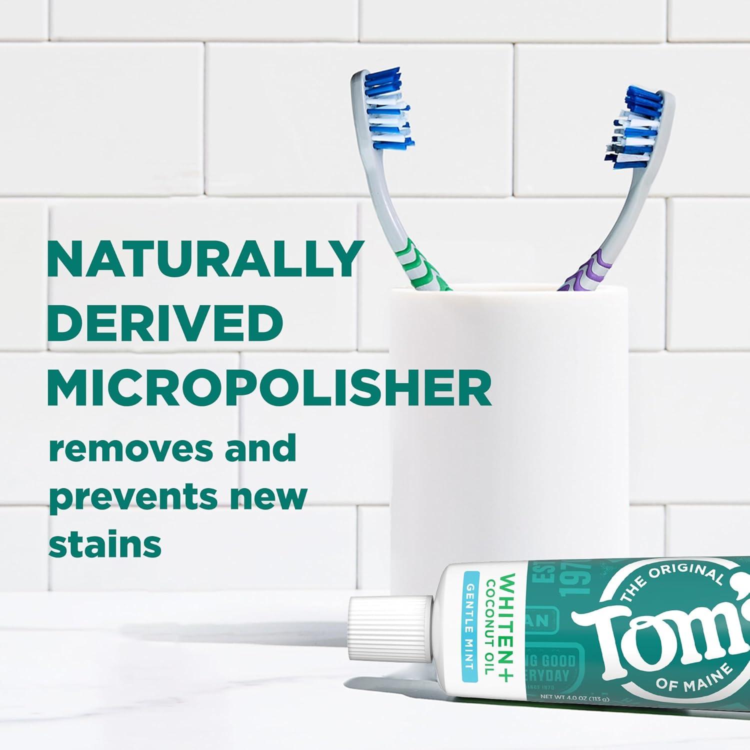 image:imageToms of Maine Whiten Plus Coconut Oil Fluoride Free Toothpaste Natural Whitening Toothpaste with Coconut Oil and PlantBased Cleansers Whitens Without Causing Sensitivity Gentle Mint 40 Oz